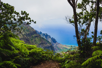 Fototapeta na wymiar Kalalau Lookout auf Kauai in Hawaii