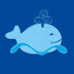 Baby whale. Cute Sea Creatures. Sea life illustration Summer images. © Hanna V