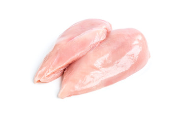 Raw chicken fillets isolated on white background.