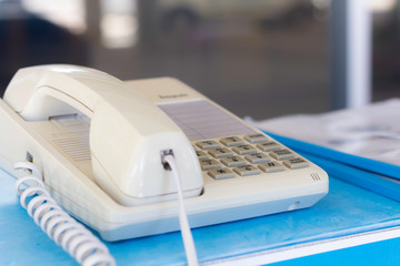 Retro home telephone with selectived focus.