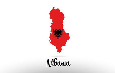 Albania country flag inside map contour design icon logo