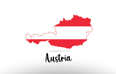 Fototapeta premium Austria country flag inside map contour design icon logo