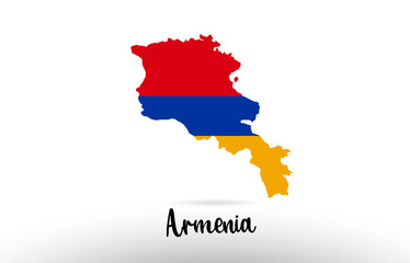 Armenia country flag inside map contour design icon logo