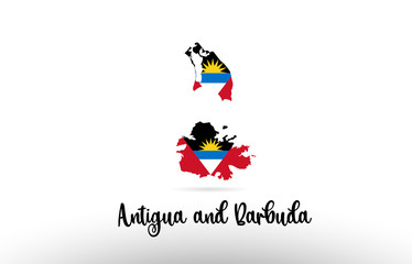 Obraz premium Antigua and Barbuda country flag inside map contour design icon logo