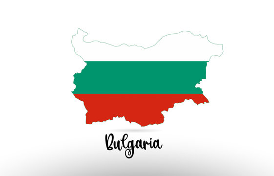 Bulgaria country flag inside map contour design icon logo