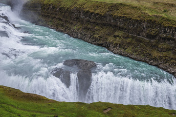 View on the Gullfoss waterfall in southwestern part of the Iceland
