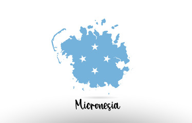 Micronesia country flag inside map contour design icon logo