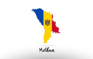 Moldova country flag inside map contour design icon logo