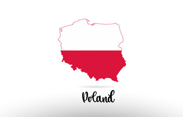 Poland country flag inside map contour design icon logo