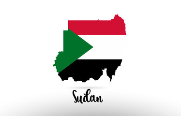 Sudan country flag inside map contour design icon logo