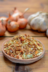Traditional dried nasi herbs, used for cooking, close up