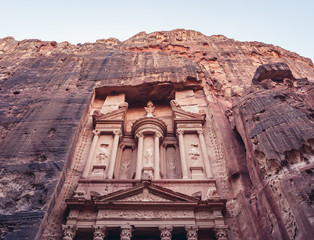 So called Treasury building in ancient city of Petra in Jordan