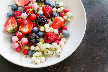 frozen berries on the white plate