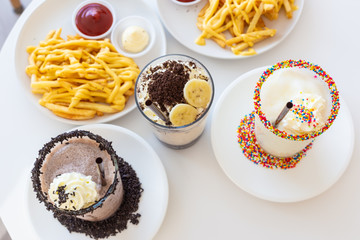 Milkshakes and cheese french fries