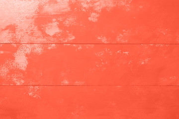 Living coral color wooden board background texture