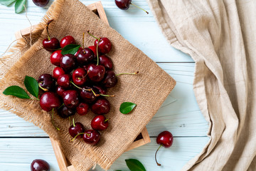 Fresh cherries in bowl