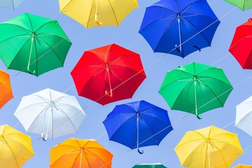 colorful umbrellas create a mood
