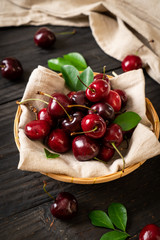 Fresh cherries in bowl