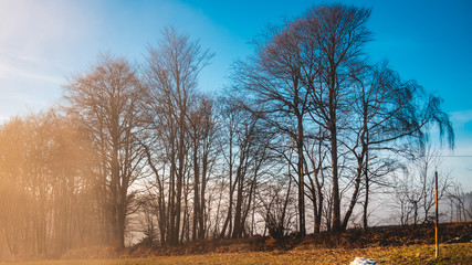 Beautiful hazy winter view at the Grandsberg-Schwarzach-Bavaria-Germany