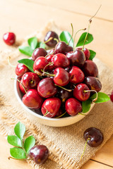 Fresh cherries in bowl