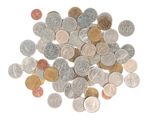 pile of South Korean coins