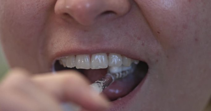 Close view of theeth brushing