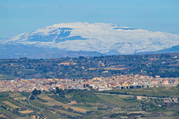 View from Mazzarino of Barrafranca with the Madonie Mountains in the Background, Sicily, Italy, Europe