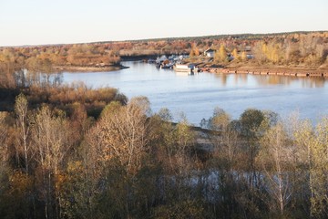 River autumn calm weather sunny day