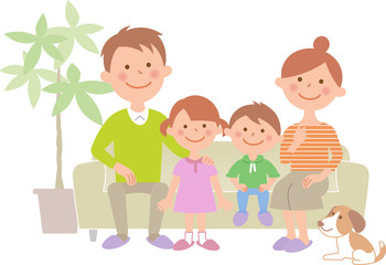 四人家族　ソファ　正面