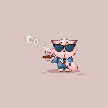 kitty in business suit sunglasses smoking cigar