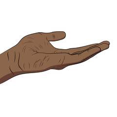 Empty open african hand. Hand drown vector illustration.