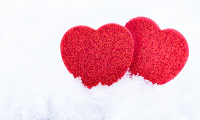 Valentines day's. Hearts in the snow