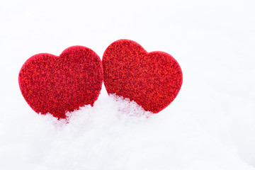 Valentines day's. Hearts in the snow