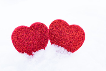 Valentines day's. Hearts in the snow