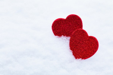 Fototapeta premium Valentines day's. Hearts in the snow