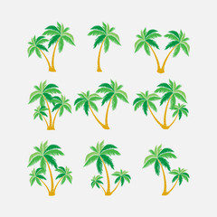 set of silhouettes of palm trees, exotic symbol