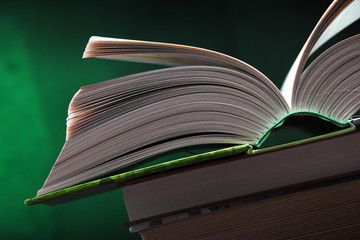 Composition with open book on the table