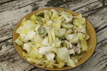 Salade concombre, endive