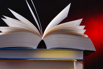 Composition with open book on the table