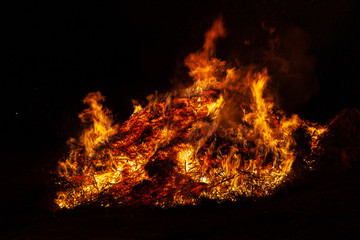 Fototapeta na wymiar Traditional nocturnal bonfire of the day of the epiphany, Vittorio veneto, Italy