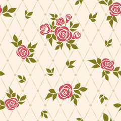 Seamless pattern with roses. Vector pattern with roses for background, textile, print.