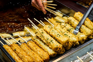 The handmade fish cake at the Traditional Market in south korea