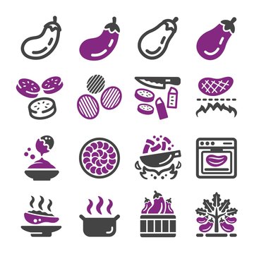 eggplant icon set,vector and illustration