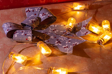 Wrapped gifts and lights