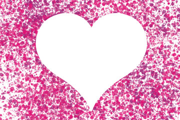 White Heart on a Pink Splatter Textured Background