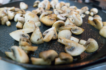 Golden fried champangnons for the delicious dinner