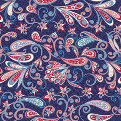 Abstract vintage pattern with decorative flowers, leaves and Paisley pattern in Oriental style.