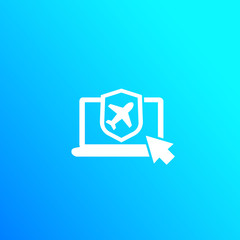 Travel insurance, online order, vector icon