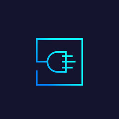 uk electric plug icon, linear vector logo