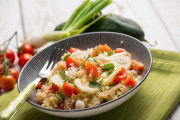 mixed salad with quinoa cucumber and tomatoes